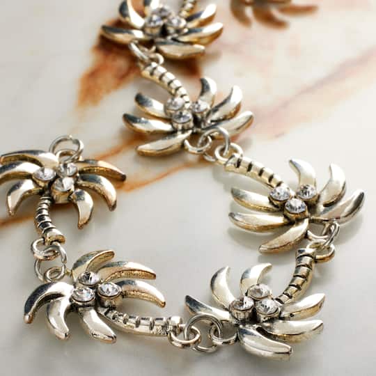 12 Pack: Rhodium Metal Palm Tree Beads by Bead Landing™